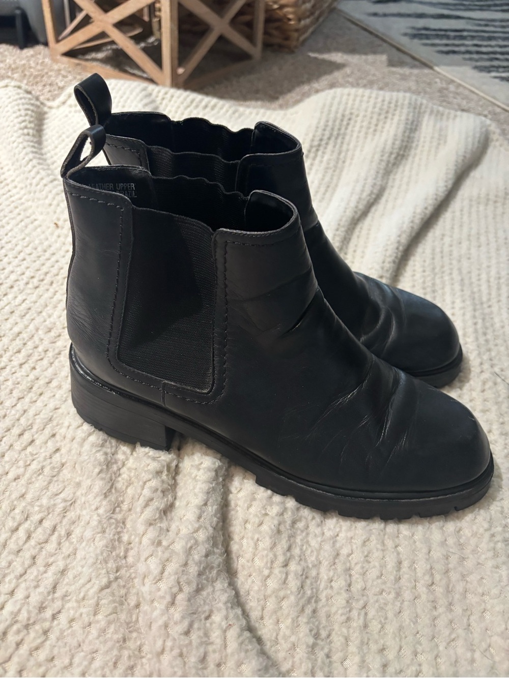 Classic Black Ankle Boots Men Size 9.5 Genuine Leather Vintage Y2K - Picture 5 of 8